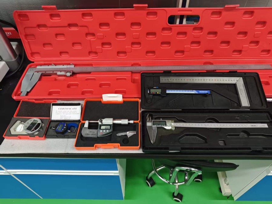 Precision calipers and micrometers for dimensional inspection